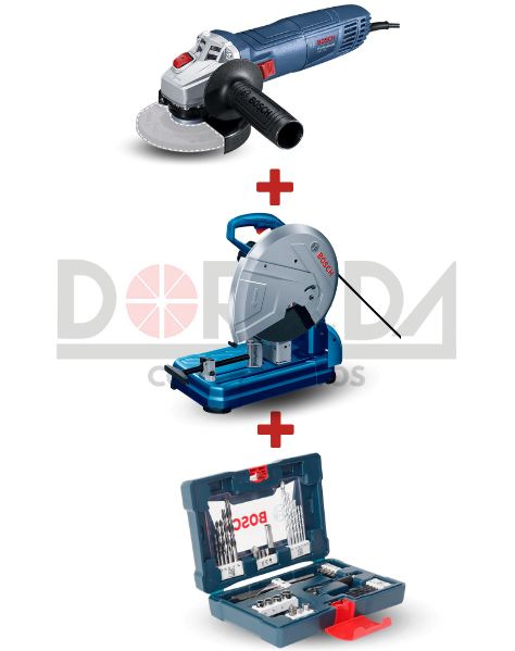 DRC0230 - KIT AMOLADORA ANGULAR GWS 700 + CORTADORA DE METAL BOSCH GC014-24 (127V) + SET DE BROCAS,PUNTAS Y DADOS 41 PZAS X-LINE BOSCH - DRC0230