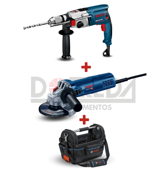 DRC0215 - KIT ROTOMARTILLO GSB 20-2 RE (127 V) + MINI ESMERIL ANGULAR BOSCH GWS 9-125 S 900W 127V + BOLSA GWT 20 - DRC0215