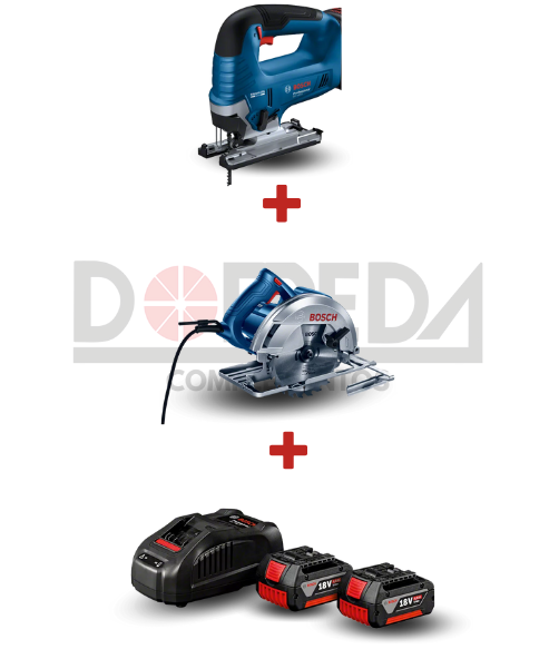 DRC0243 - KIT SIERRA DE CALAR BATERI GST 185-LI + SIERRA CIRCULAR BOSCH GKS18V-57 BARETOOL + KIT BOSCH CON 2 BATERÍA GBA 18V 4,0AH, 1 CARGADOR BIVOLT - DRC0243