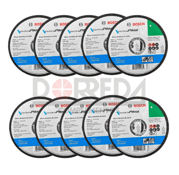 DRC0246 - KIT DE 10 DISCOS ABR CORT ST METAL REC 4 1/2" X 1 MM (2608619383) DRC0246