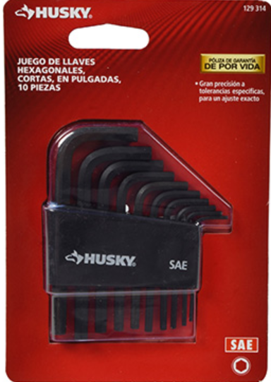 129-314 - JUEGO DE LLAVES HEXAGONALES, CORTAS, EN PULGADS 10 PIEZAS. 129-314