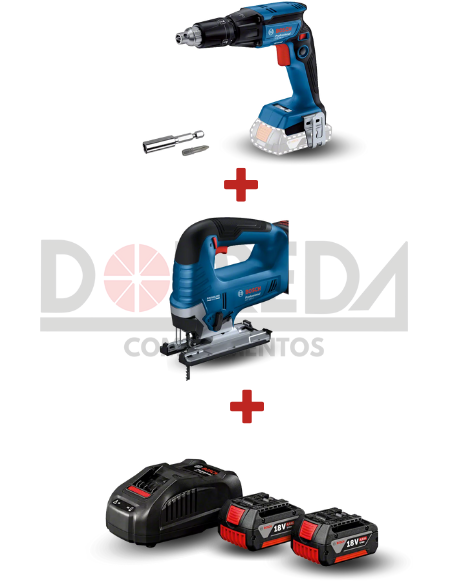 DRC0241 - KIT ATORNILLADORA DE ACCUS GTB 185 LI + SIERRA DE CALAR BATERI GST 185-LI + KIT BOSCH CON 2 BATERÍA GBA 18V 4,0AH, 1 CARGADOR BIVOLT - DRC0241